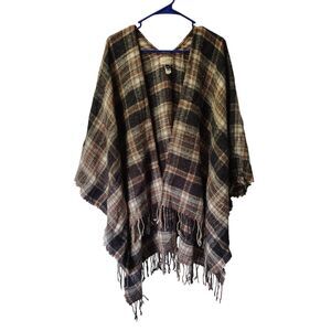 Universal Thread Brown Plaid Shaw Poncho OSFM